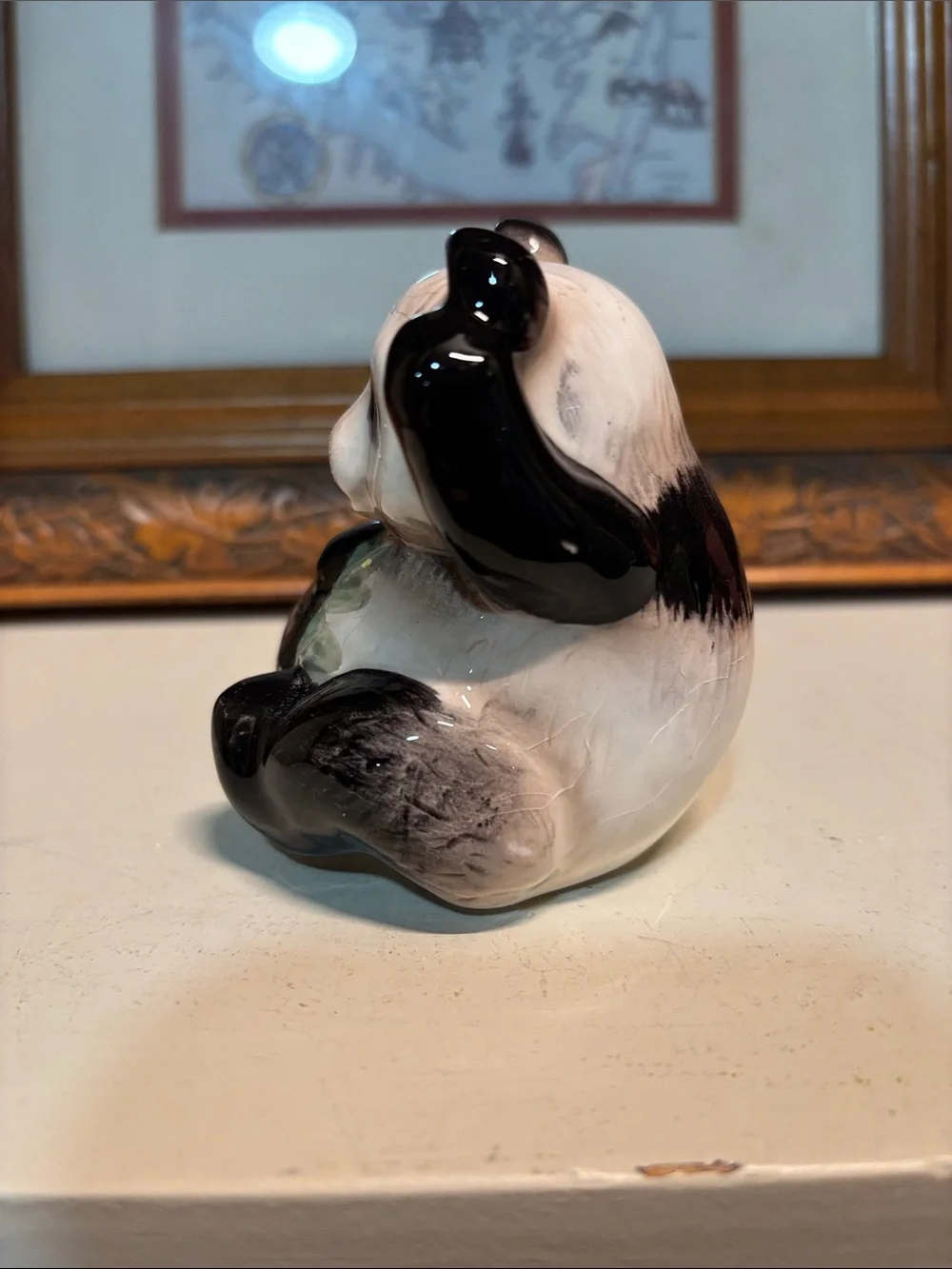 Ceramic Panda Salt Shaker with Green Bamboo